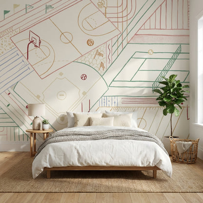 Geometric Sports Wallpaper Modern Abstract Wall Mural