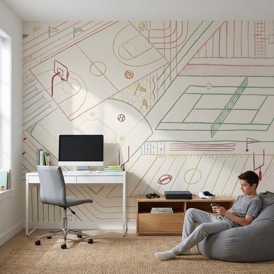 Geometric Sports Wallpaper Modern Abstract Wall Mural