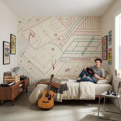 Geometric Sports Wallpaper Modern Abstract Wall Mural