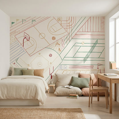 Geometric Sports Wallpaper Modern Abstract Wall Mural