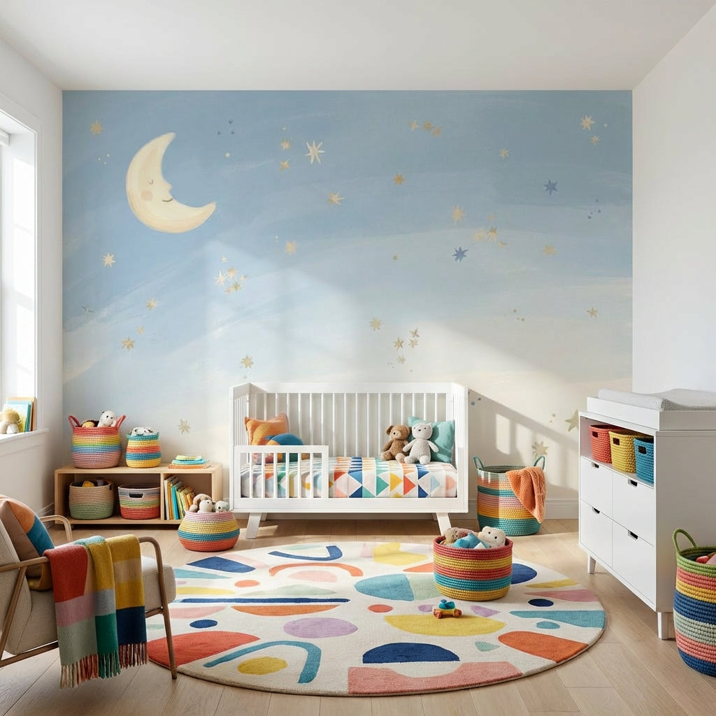 Moon Wallpaper Stars Night Sky Wall Mural