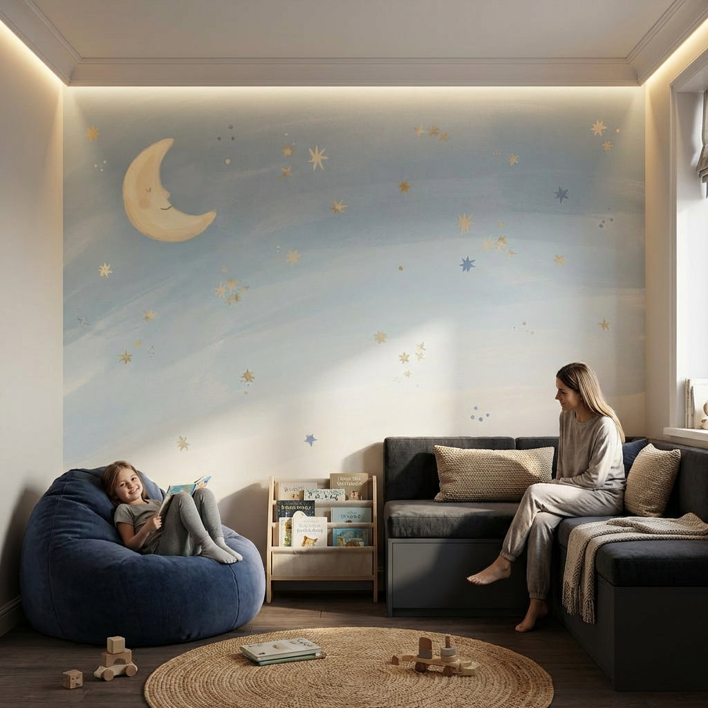 Moon Wallpaper Stars Night Sky Wall Mural