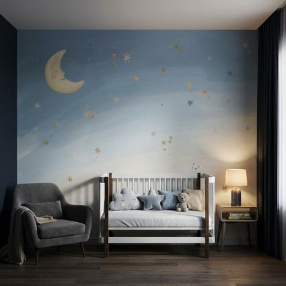 Moon Wallpaper Stars Night Sky Wall Mural