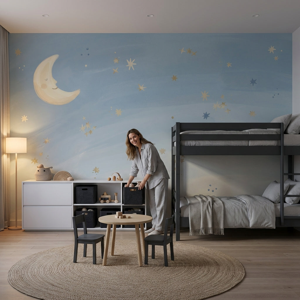 Moon Wallpaper Stars Night Sky Wall Mural