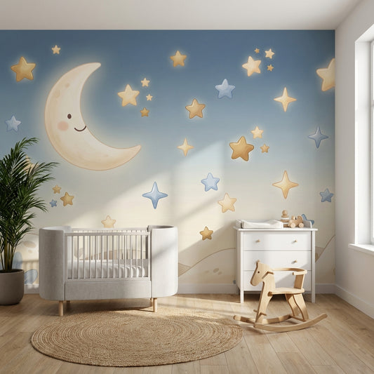 Moon Wallpaper Stars Whimsical Wall Decor