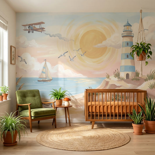 Lighthouse Wallpaper Coastal Sunny Removable Wall Decor