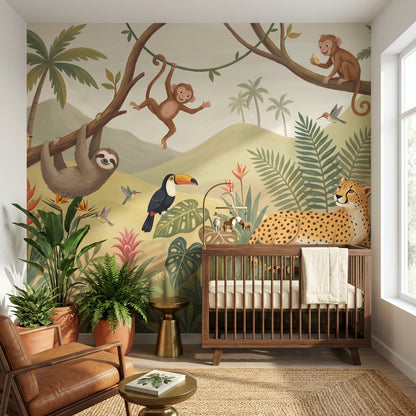 Jungle Wallpaper Animals Tropical Wall Mural
