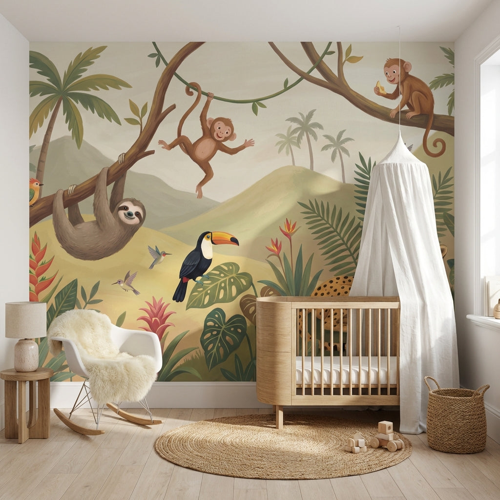 Jungle Wallpaper Animals Tropical Wall Mural
