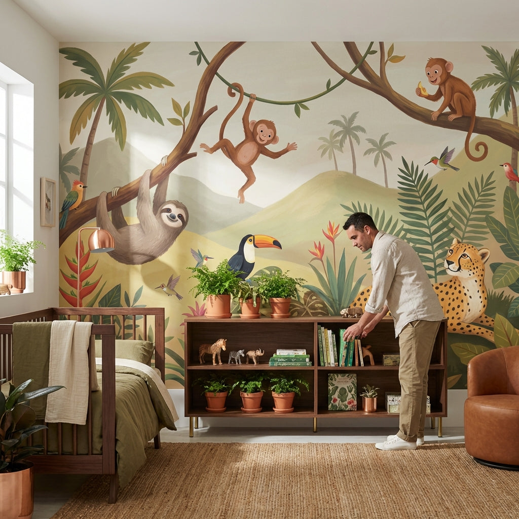 Jungle Wallpaper Animals Tropical Wall Mural