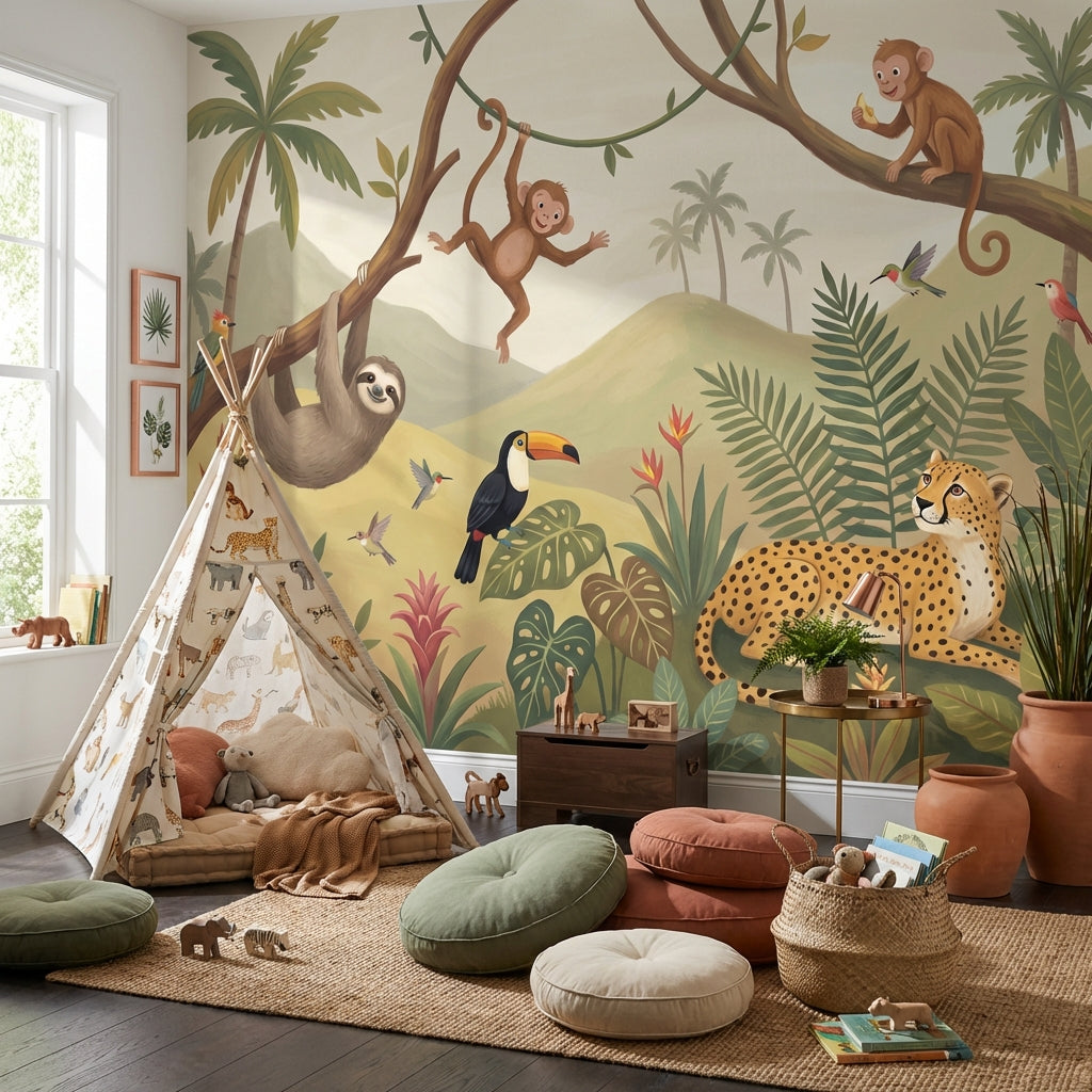 Jungle Wallpaper Animals Tropical Wall Mural