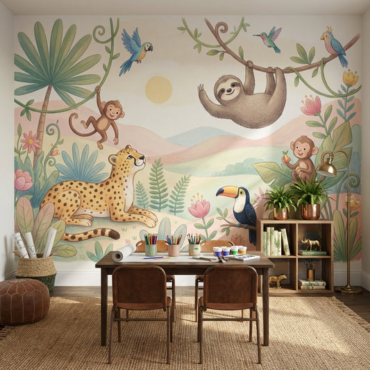 Jungle Wallpaper Animals Tropical Wall Mural