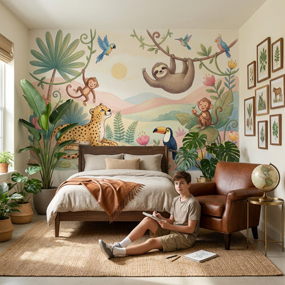 Jungle Wallpaper Animals Tropical Wall Mural