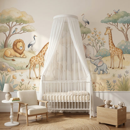 Playful Wallpaper Safari Pastel Wall Mural