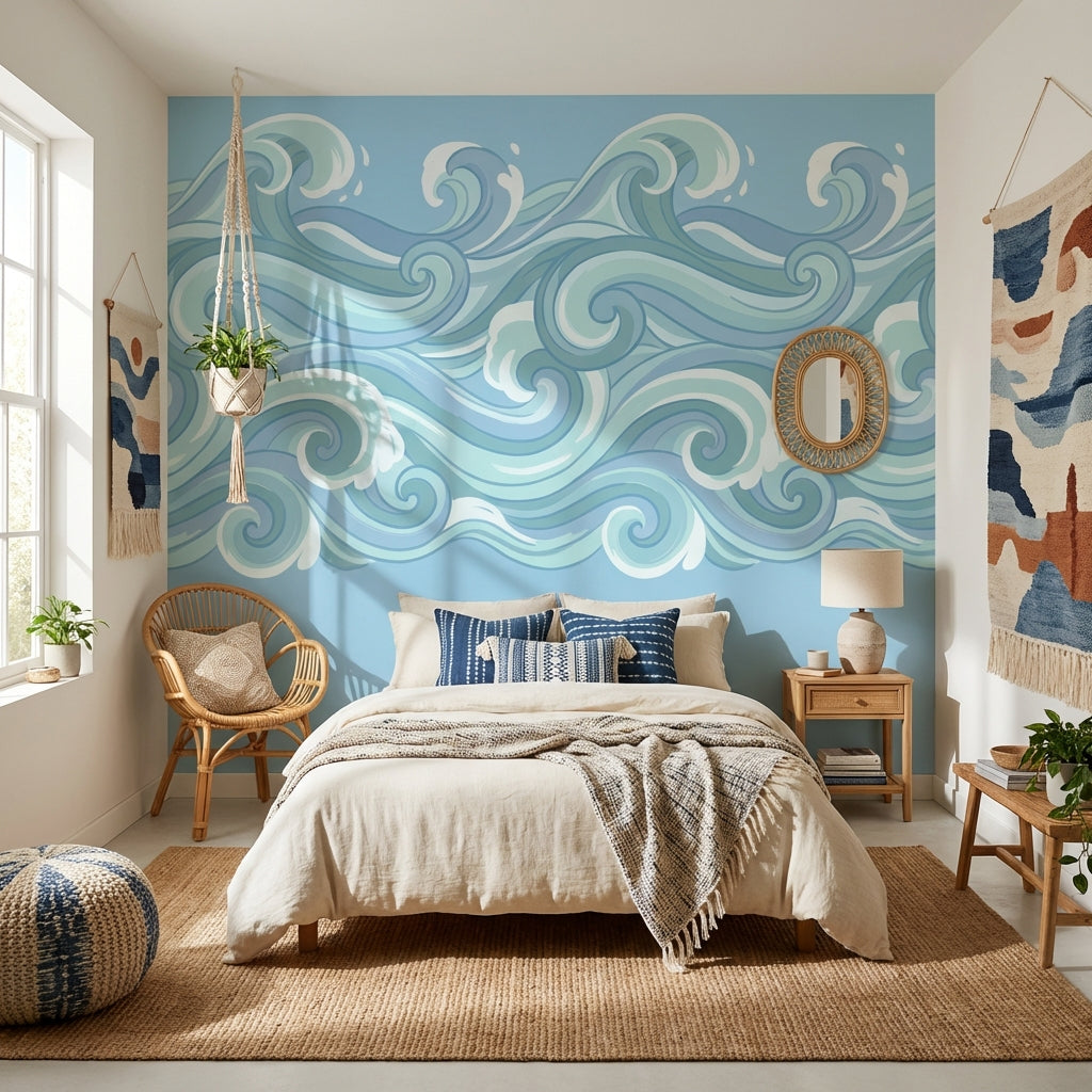 Waves Wallpaper Ocean Abstract Wall Mural