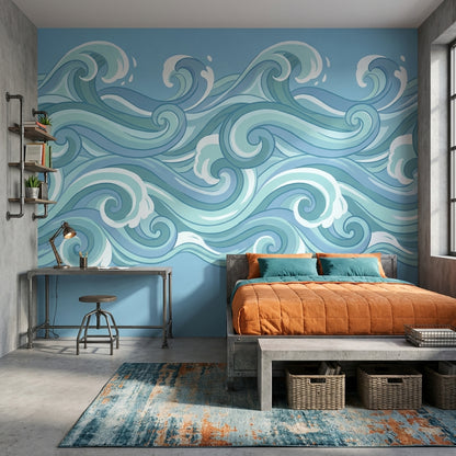 Waves Wallpaper Ocean Abstract Wall Mural