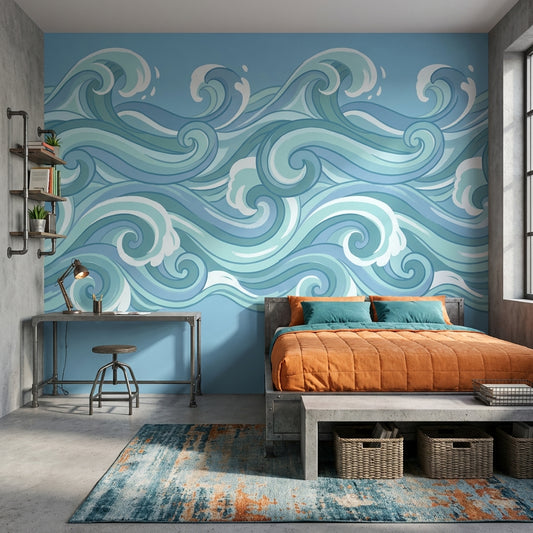 Waves Wallpaper Ocean Abstract Wall Mural