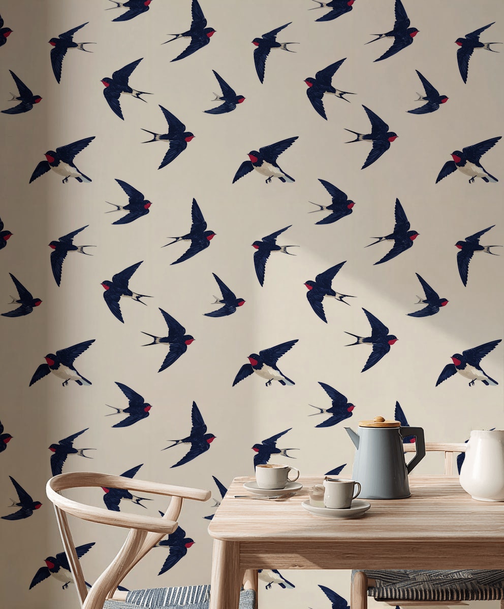 Swallows Wallpaper Birds Removable Minimalist Wall Art