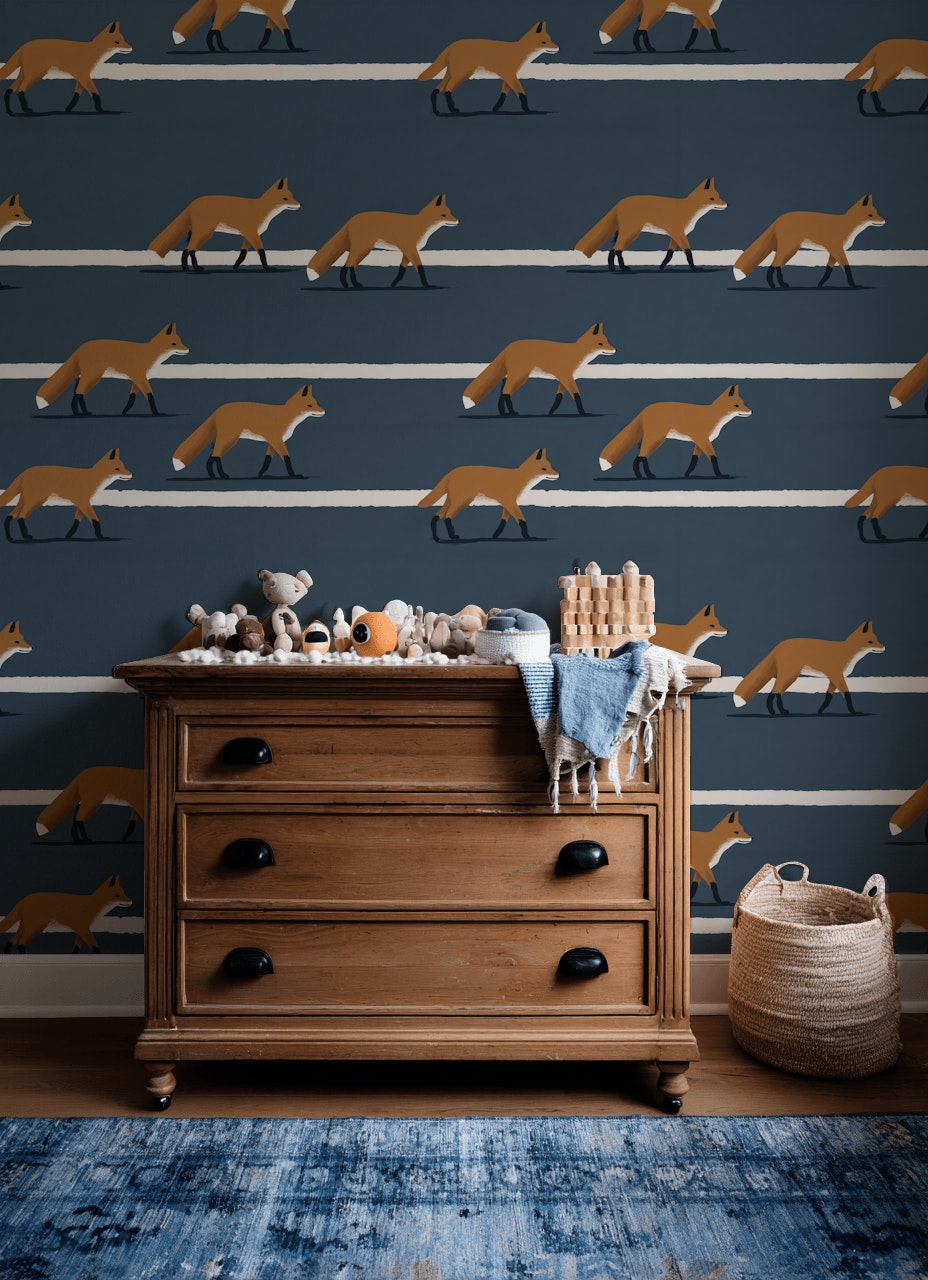 Fox Pattern Wallpaper Animal Print Removable Modern Wall Art