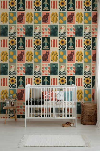Eclectic Wallpaper Abstract Vibrant Removable Wall Decor