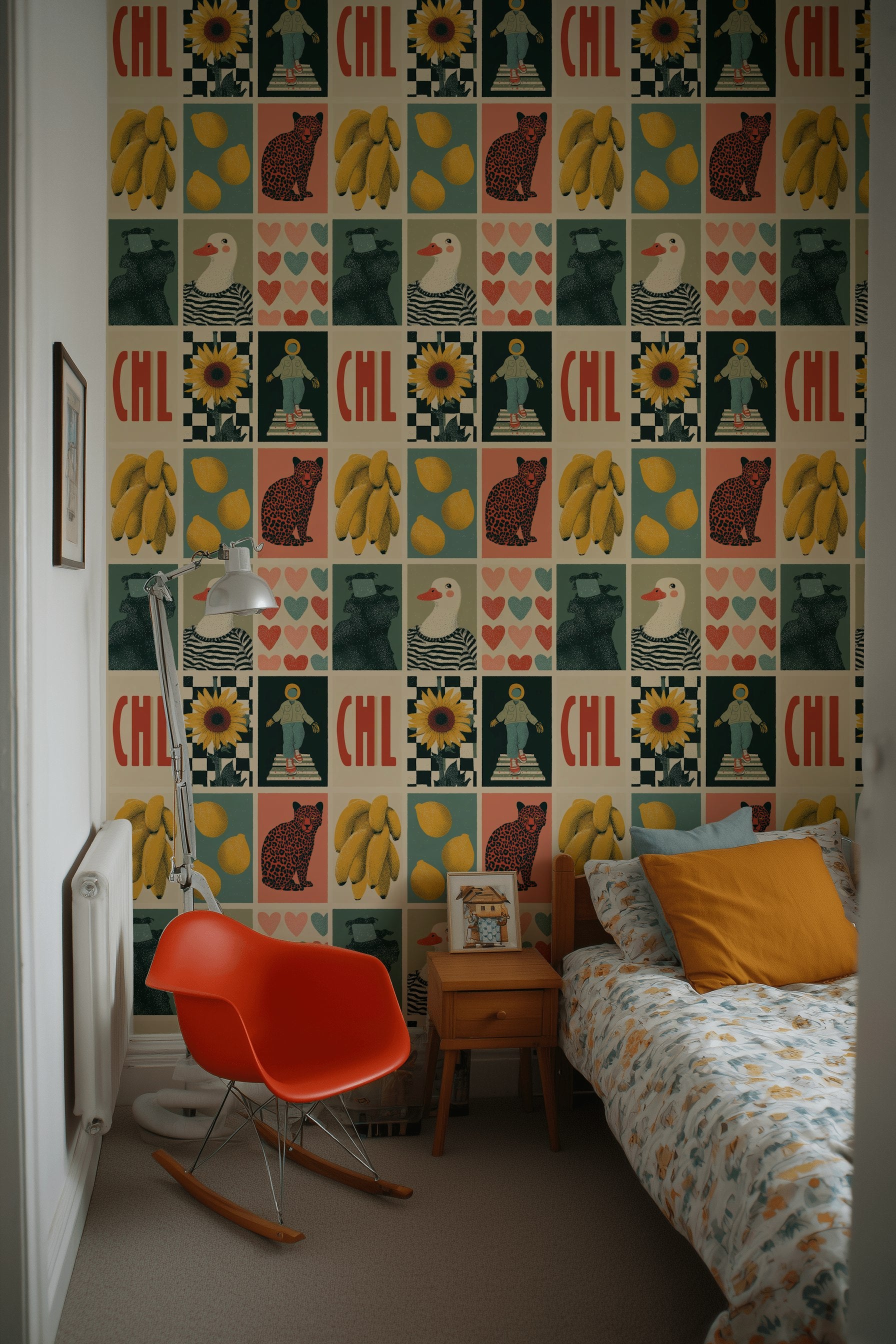 Eclectic Wallpaper Abstract Vibrant Removable Wall Decor