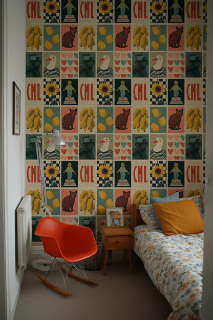 Eclectic Wallpaper Abstract Vibrant Removable Wall Decor