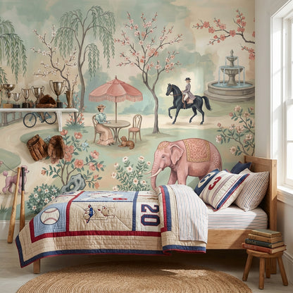 Serene Garden Wallpaper Whimsical Vintage Wall Mural