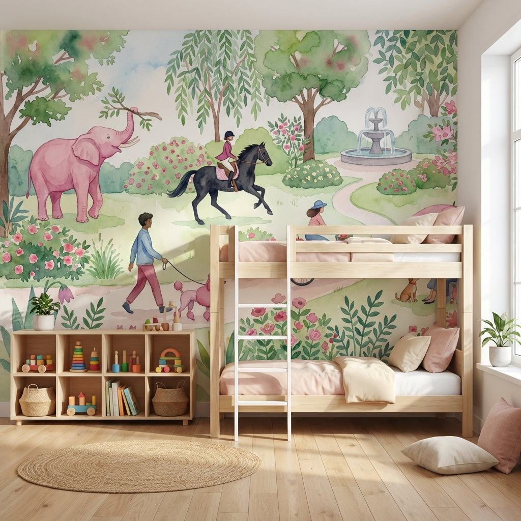 Whimsical Garden Wallpaper Illustrative Nature Wall Mural