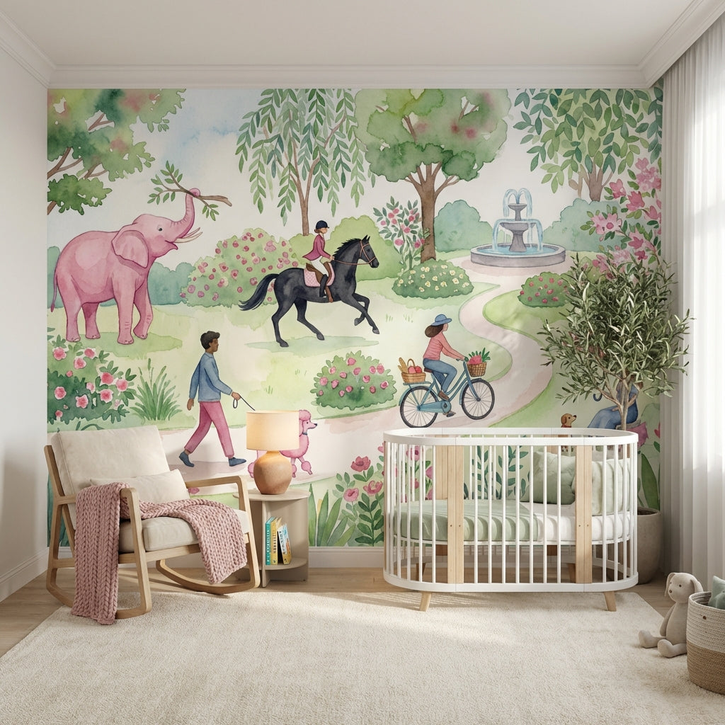 Whimsical Garden Wallpaper Illustrative Nature Wall Mural