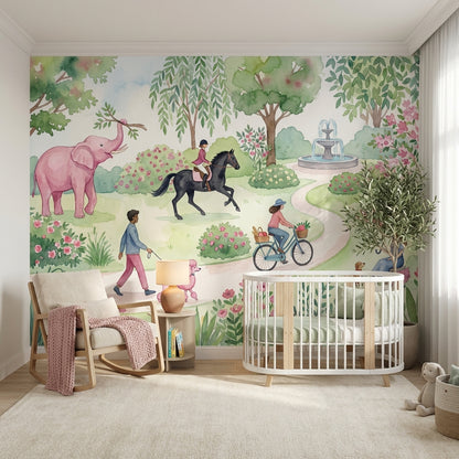 Whimsical Garden Wallpaper Illustrative Nature Wall Mural