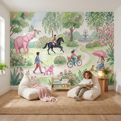 Whimsical Garden Wallpaper Illustrative Nature Wall Mural