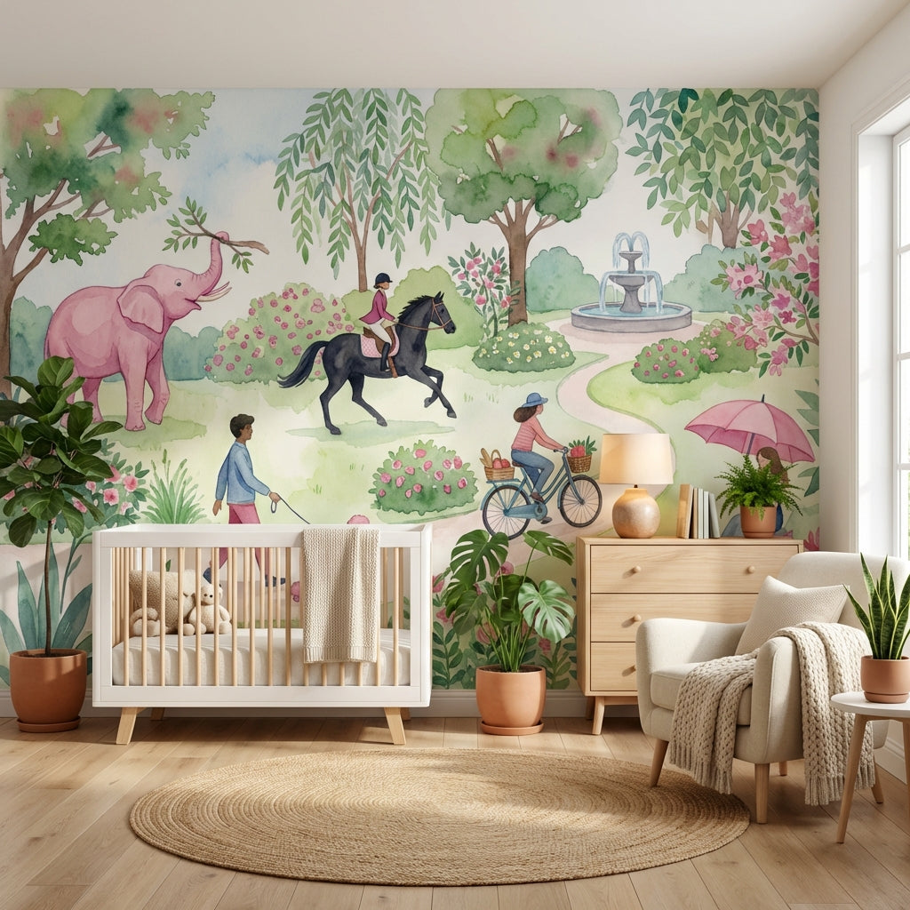 Whimsical Garden Wallpaper Illustrative Nature Wall Mural