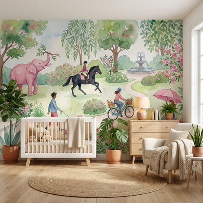 Whimsical Garden Wallpaper Illustrative Nature Wall Mural