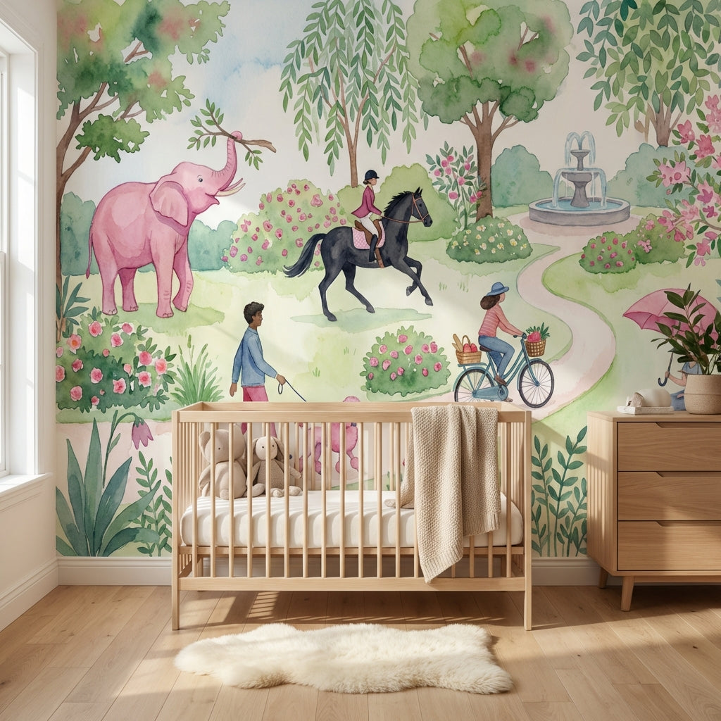 Whimsical Garden Wallpaper Illustrative Nature Wall Mural