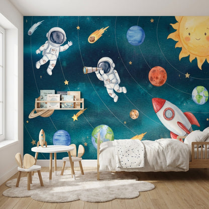 Space Wallpaper Whimsical Planets Wall Mural