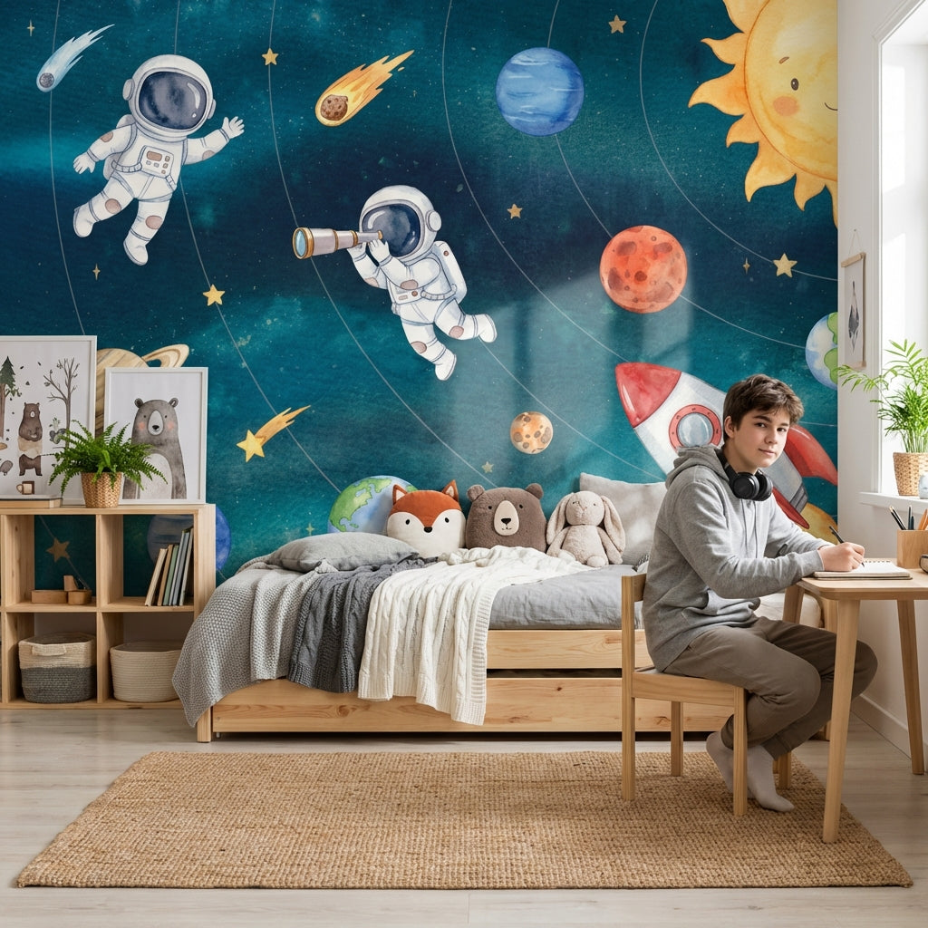 Space Wallpaper Whimsical Planets Wall Mural