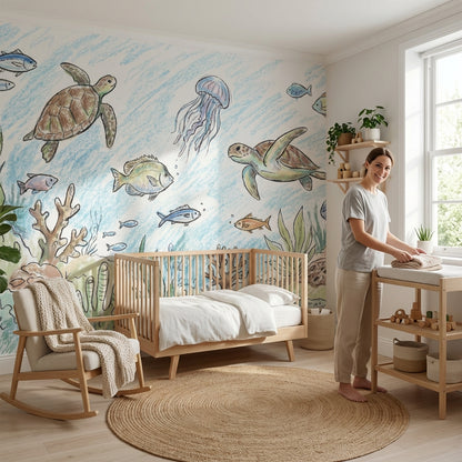 Underwater Wallpaper Marine Life Turtles Wall Mural