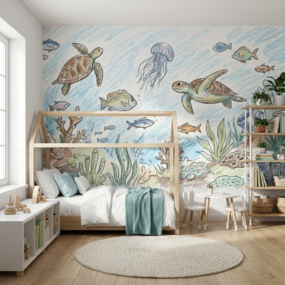 Underwater Wallpaper Marine Life Turtles Wall Mural