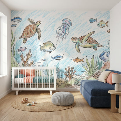 Underwater Wallpaper Marine Life Turtles Wall Mural