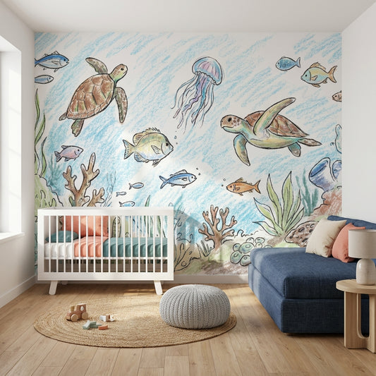 Underwater Wallpaper Marine Life Turtles Wall Mural