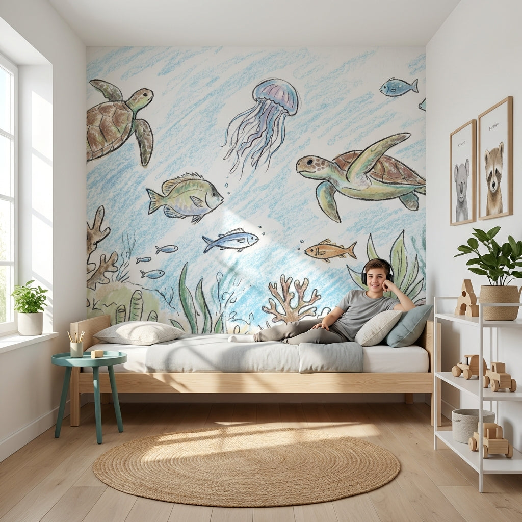 Underwater Wallpaper Marine Life Turtles Wall Mural
