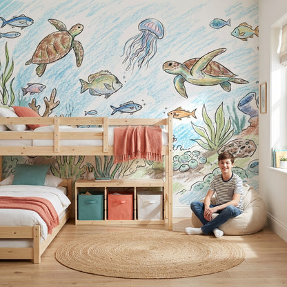 Underwater Wallpaper Marine Life Turtles Wall Mural