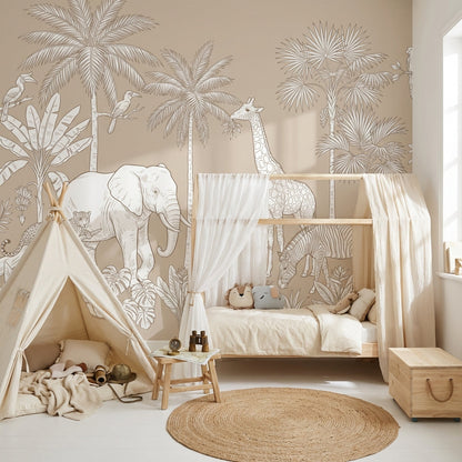 Jungle Wallpaper Vintage Tropical Wall Mural – Ready-to-Ship Outlet