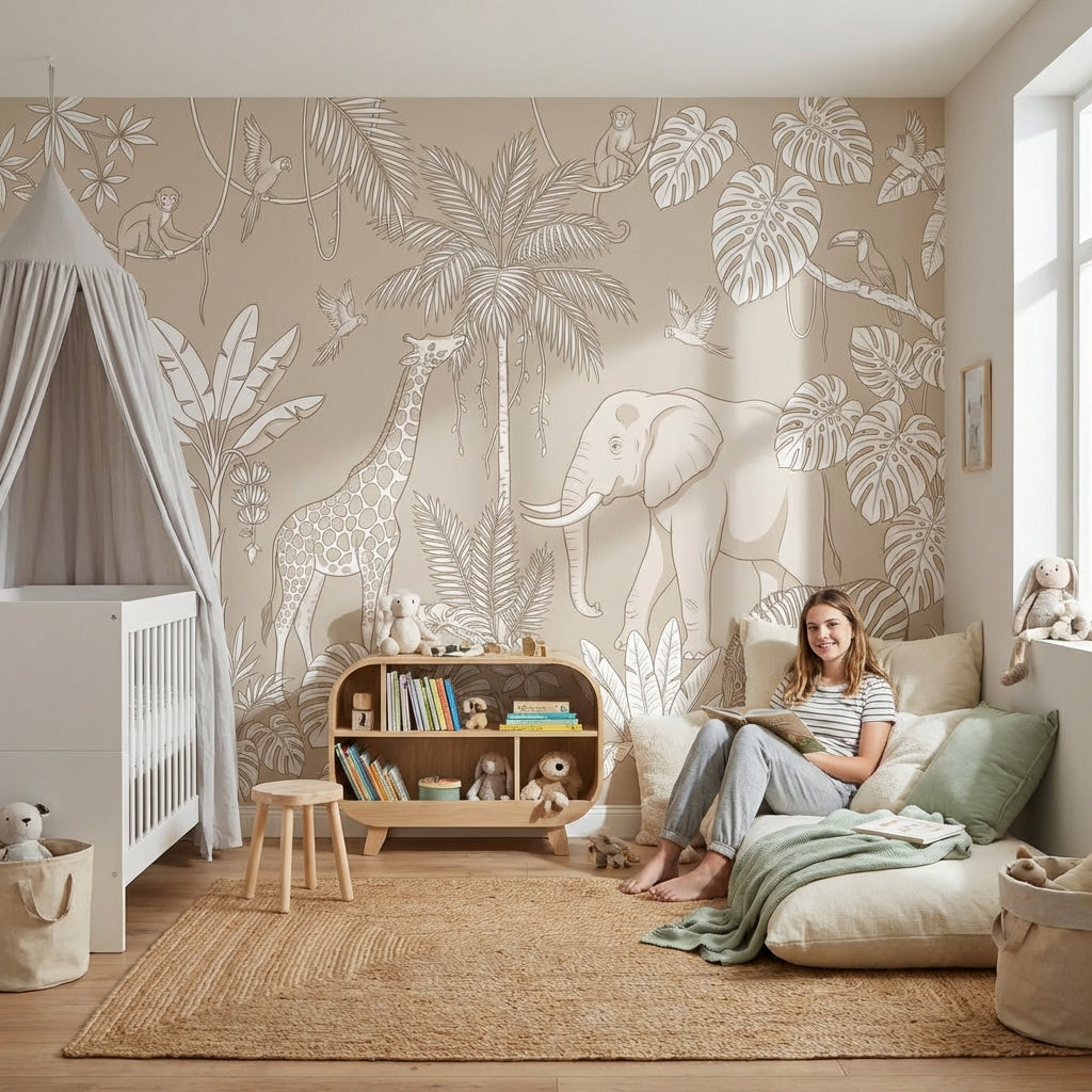 Jungle Wallpaper Animals Tropical Wall Decor