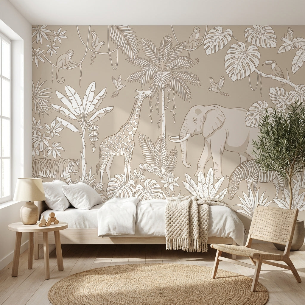 Jungle Wallpaper Animals Tropical Wall Decor