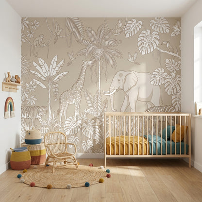 Jungle Wallpaper Animals Tropical Wall Decor