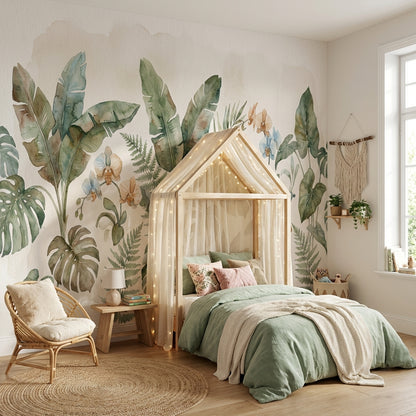 Botanical Wallpaper Tropical Watercolor Wall Mural