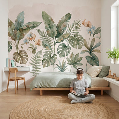 Botanical Wallpaper Tropical Watercolor Wall Mural