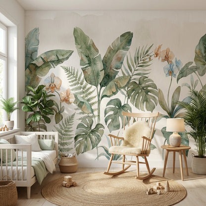 Botanical Wallpaper Tropical Watercolor Wall Mural