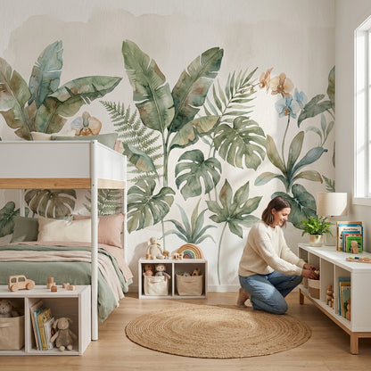 Botanical Wallpaper Tropical Watercolor Wall Mural
