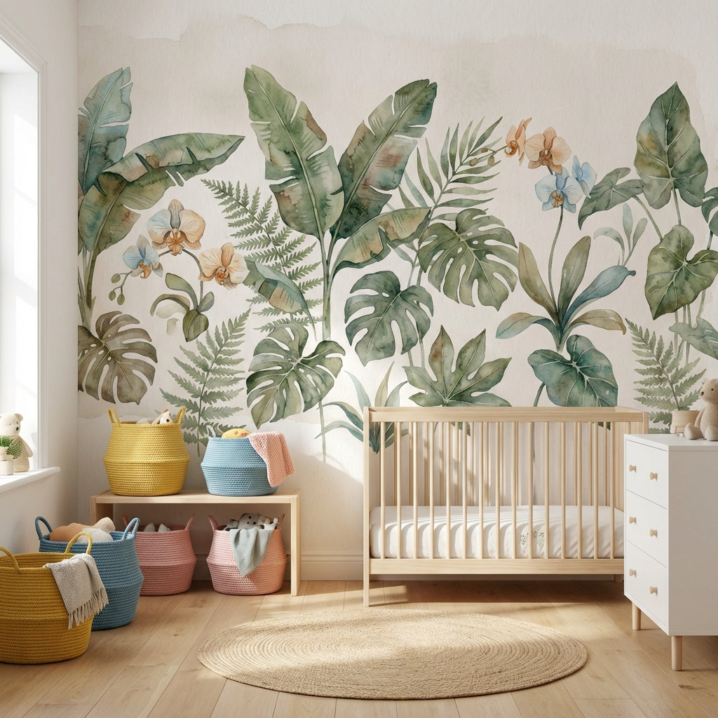 Botanical Wallpaper Tropical Watercolor Wall Mural